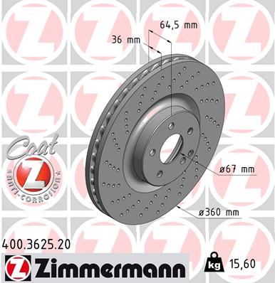 230 421 07 12 BRAKE DISC FRONT AMG55  3625 ZIMMERMANN 400.3625.20