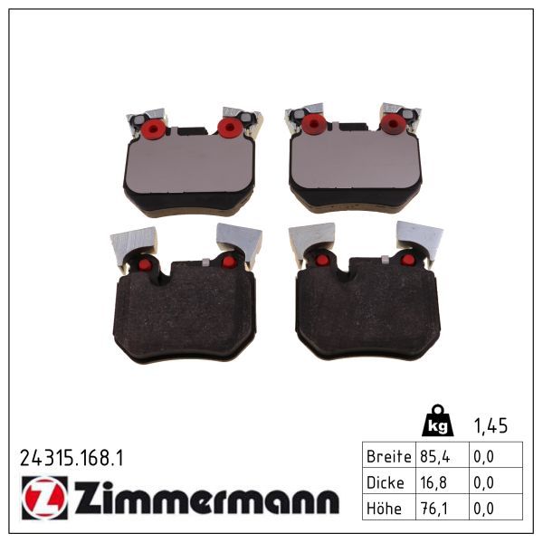 4849.2 ZI BRAKE PADS REAR 135i CONV+COUP ZIMMERMANN 24315.168.1