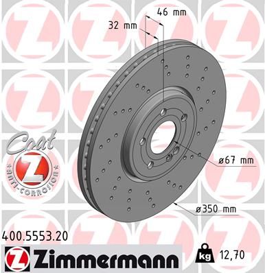 247 421 10 00 ZI BRAKE DISC FRONT - 5553 # ZIMMERMANN 400.5553.20