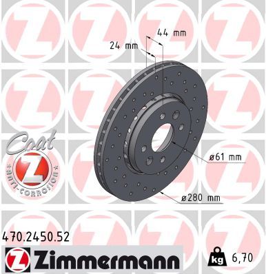 470.2450.20 ZI BRAKE DISC FRONT CAPTUR 4 - 2450 ZIMMERMANN 470.2450.20