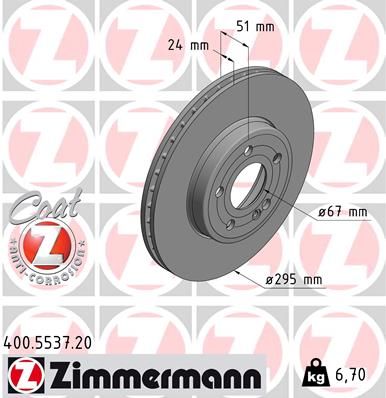 400.5537.20 ZI BRAKE DISC FRONT W177 V177 C118 W247 - 5537 # ZIMMERMANN 400.5537.20