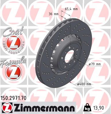 34 11 8 072017 ZI BRAKE DISC VENILATED, PERFORATED LHS 400X36 - 2971 # ZIMMERMANN 150.2971.70