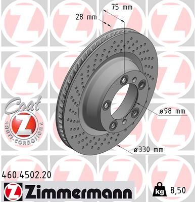 460.4502.20 ZI LHR BRAKE DISC CARERRA 4502 ZIMMERMANN 460.4502.20