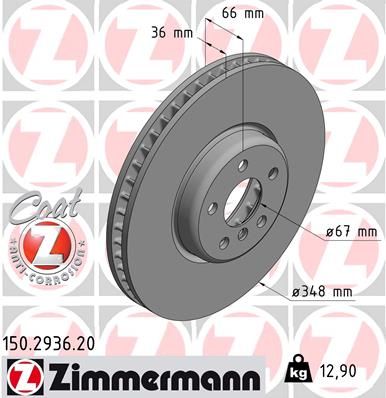 34 11 6 860911 ZI BRAKE DISC LHF 348mm X3 M Sport - 2936 # ZIMMERMANN 150.2936.20
