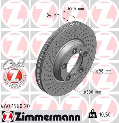 460.1560.20 ZI LEFT FRONT DISC 330M 996/997 ZIMMERMANN 460.1560.20