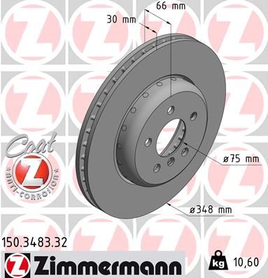 34 11 6 775277 BRAKE DISC FRONT F10 535I - 3483 ZIMMERMANN