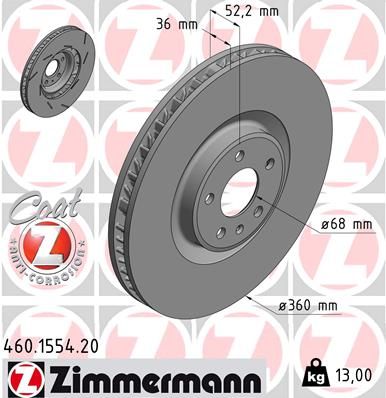460.1554.20 ZI BRAKE DISC LHF MACAN - 1554 ZIMMERMANN 460.1554.20