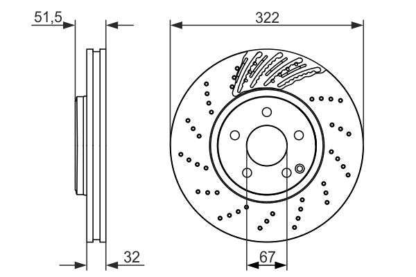 000 421 18 12 BH BRAKE DISC FRONT CLS250 - 3676 # BOSCH 0 986 479 720