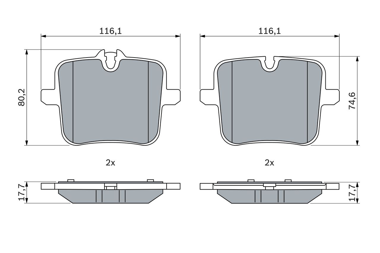34 21 6 885187 BH BRAKE PADS REAR X7 M50 # BOSCH 0 986 424 923