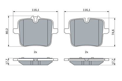 34 21 6 885187 BH BRAKE PADS REAR X7 M50 # BOSCH 0 986 424 923
