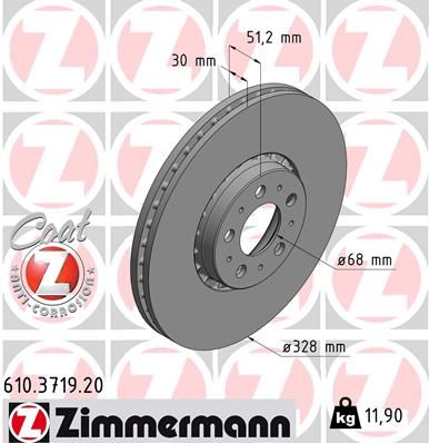 31262489 ZI BRAKE DISC FRONT XC90 328MM - 3719 ZIMMERMANN BOSCH IS WRONG ONLY 336MM