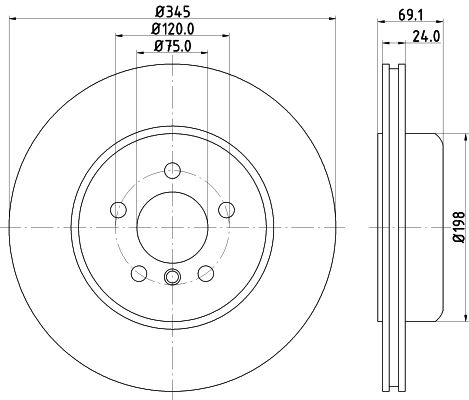 34 21 6 775289 BRAKE DISC REAR F1 - 7 SERIES 345mm - 3480 HELLA 355 132-501