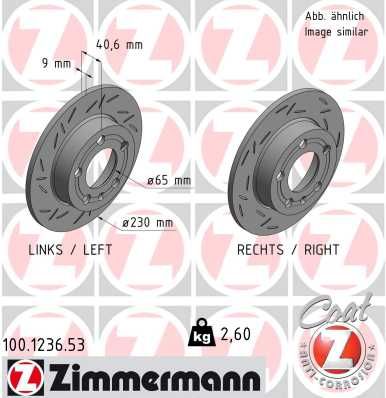 1J0 615 601 ZI BRAKE DISC REAR GOLF 4 - 1236 ZIMMERMANN 100.1236.20