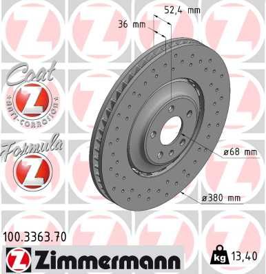 4H0 615 301AA ZI BRAKE DISC SQ5 - 3363 # ZIMMERMANN 100.3363.70