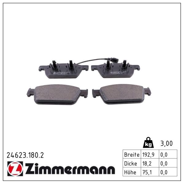 GDB1887 ZI BRAKE PADS FRONT T5 09> LONG WHEEL BASE ZIMMERMANN 24623.180.2