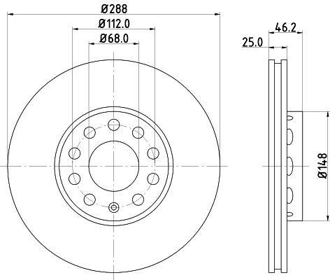 4A0 615 301C BRAKE DISC FRONT - 1216 HELLA 8DD 355 102-821