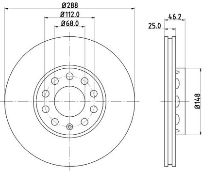 4A0 615 301C BRAKE DISC FRONT - 1216 HELLA 8DD 355 102-821