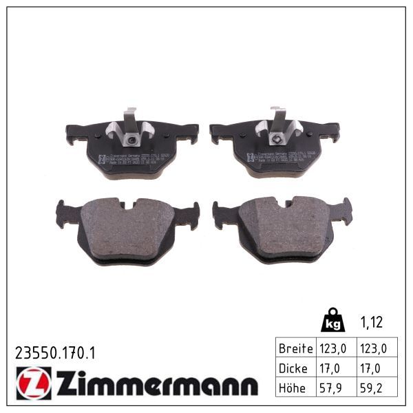 7225.2 ZI BRAKE PADS REAR 325i/335i ZIMMERMANN 23550.170.1