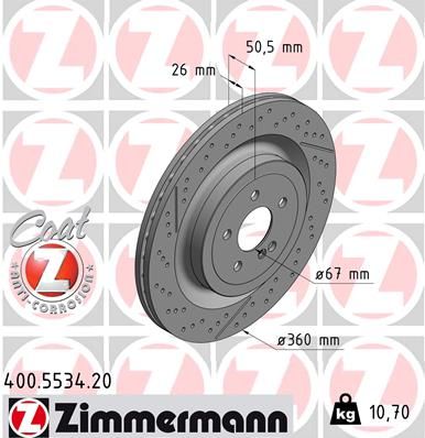 231 423 02 12 ZI BRAKE DISC REAR X-DRILLED - 5534 # ZIMMERMANN 400.5534.20