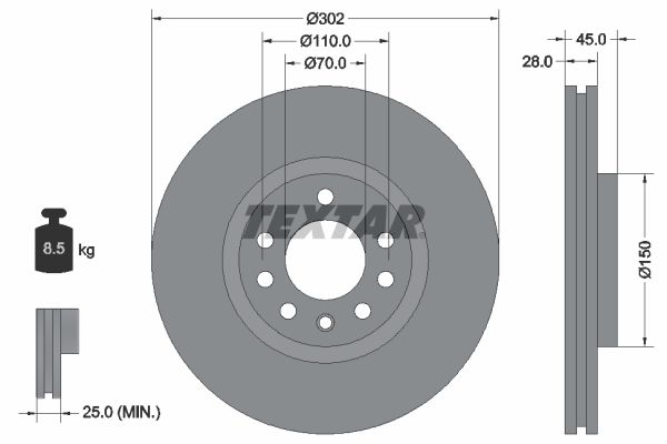 93171500 BRAKE DISC SAAB 302MM - TEXTAR BRAND TEXTAR 430.1495.20