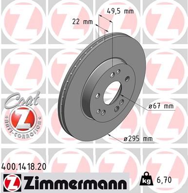 124 421 15 12 ZI FRONT DISC  1418  - 24V ZIMMERMANN 400.1418.20