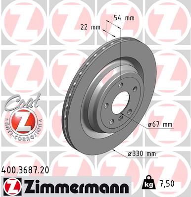 166 423 01 12 ZI BRAKE DISC REAR W166 - 3687 ZIMMERMANN 400.3687.20