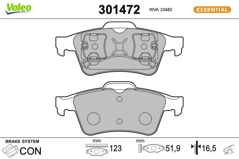 Valeo 301472 Brake Pad Set, disc brake