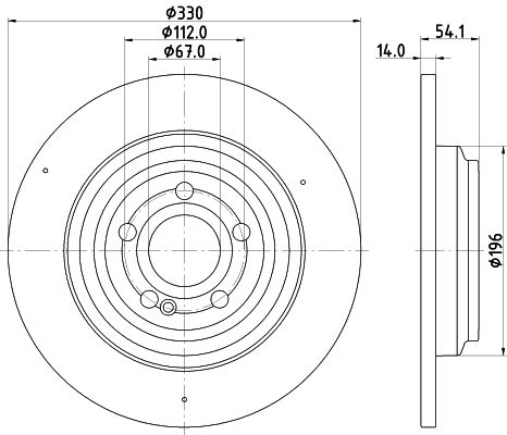 167 423 87 00 BRAKE DISCS REAR - 5563 HELLA 355.132-311 MTO