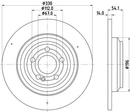 167 423 87 00 BRAKE DISCS REAR - 5563 HELLA 355.132-311 MTO
