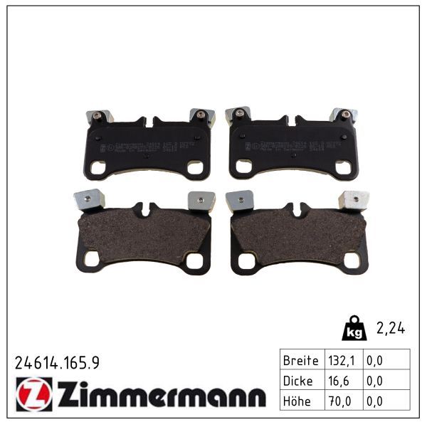 4850.2 ZI BRAKE PADS REAR Q7/TOUAREG/PORSCHE ZIMMERMANN 24614.165.9