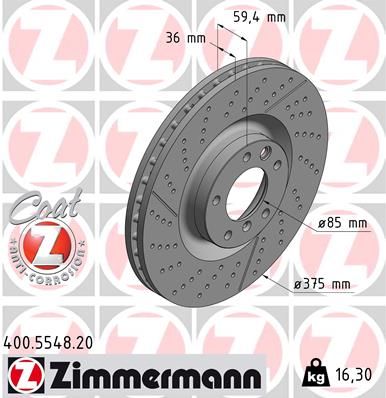 463 421 07 12 ZI BRAKE DISC FRONT G WAGON - 5548 # ZIMMERMANN 400.5548.20