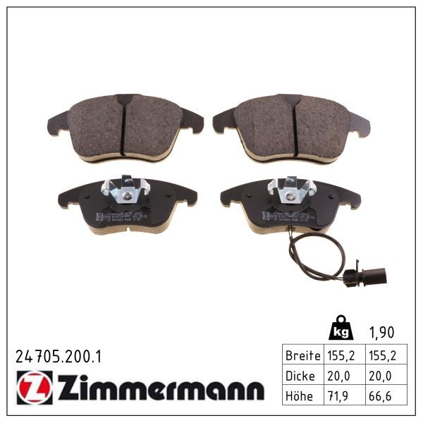 7256.2 ZI BRAKE PADS FRONT A4/A5 ZIMMERMANN 24705.200.1