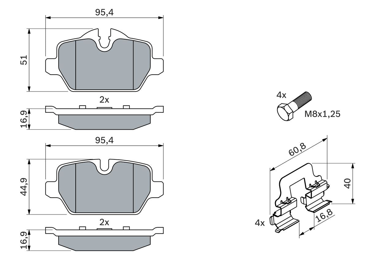 2713.2 BH BRAKE PADS REAR E87/MINI COUNTRYMAN R60 # BOSCH 0 986 494 269