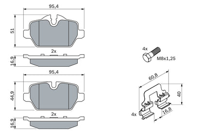 2713.2 BH BRAKE PADS REAR E87/MINI COUNTRYMAN R60 # BOSCH 0 986 494 269