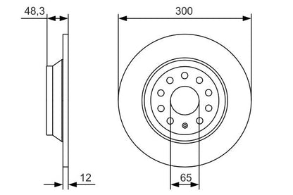 3Q0 615 601 BH BRAKE DISC REAR Ø 300mm MK7 GTI - 3252 # BOSCH 0 986 479 V01