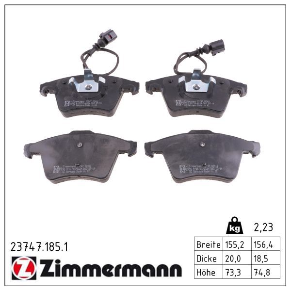 7191.2 FRONT PADS 16' SMALL TOUAREG ZIMMERMANN 23747.185.1