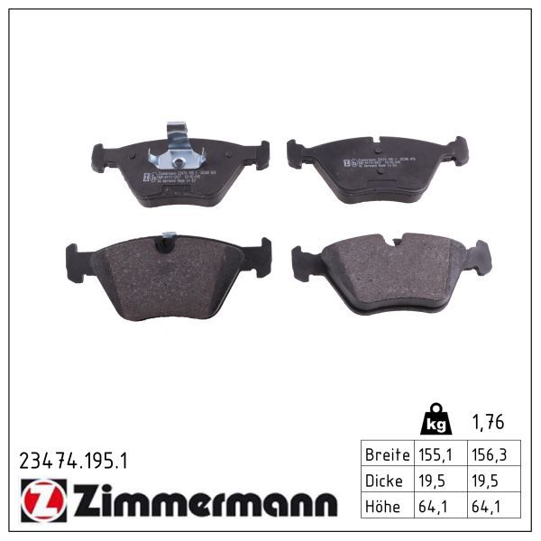 7185.2 FRONT PADS M3 E46 ZIMMERMANN 23474.195.1