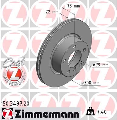 34 11 6 792217 ZI BRAKE DISC FRONT 320 F30 - 3497 ZIMMERMANN 150.3497.20