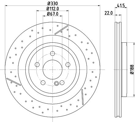172 423 01 12 BRAKE DISC REAR A45 AMG 330mm - 5517 HELLA 355.126-441