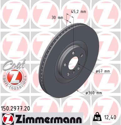 34 10 6 884001 ZI BRAKE DISC LHF 360mm JCW MINI/BMW1'F40 - 2977 #  150.2977.20