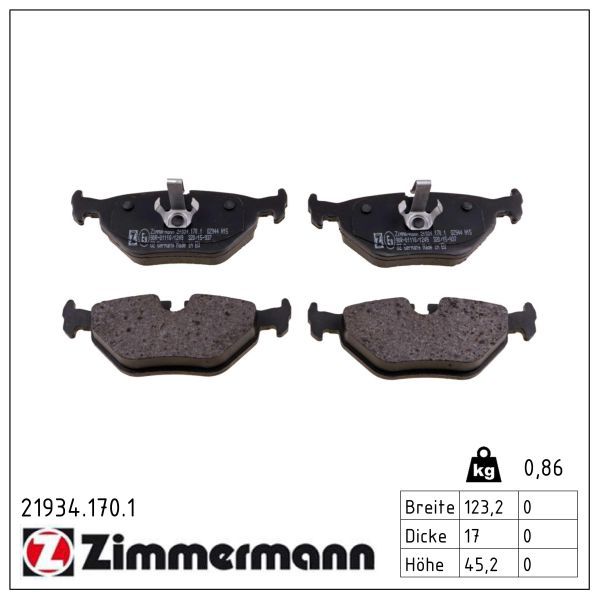 3605.2 ZI BRAKE PADS REAR E36/46 ZIMMERMANN 21934.170.1