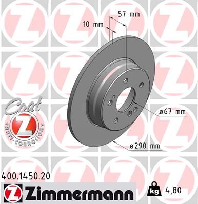 129 423 04 12 ZI REAR DISC W129 ZIMMERMANN 400.1450.20