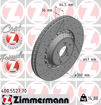 231 421 18 12 ZI BRAKE DISC FRONT C63 AMG-S - 5527 # ZIMMERMANN 400.5527.70