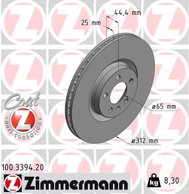 2Q0 615 301J ZI BRAKE DISC A1 Sportback (GBA) 30 TFS ZIMMERMANN 100.3394.20