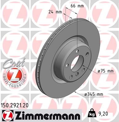 34 20 6 797605 ZI BRAKE DISC REAR 345mm M135i F20 - 2921 # ZIMMERMANN 150.2921.20