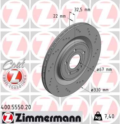 247 423 04 00 ZI BRAKE DISC REAR - 5550 # ZIMMERMANN 400.5550.20