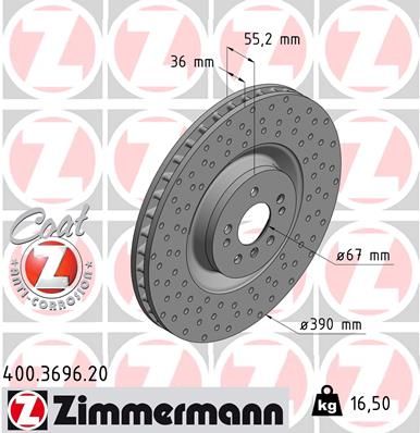 164 421 07 12 ZI BRAKE DISC FRONT W164 ML63AMG - 3696  # ZIMMERMANN 400.3696.20