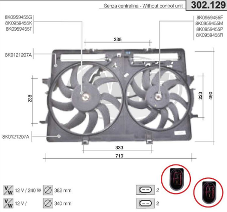 8K0 121 207A TWIN FAN SHROUD WITH MODULE 8U/8T/4G