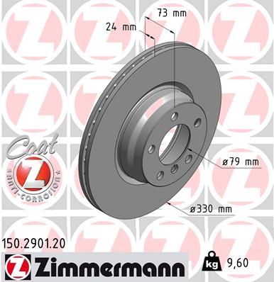 34 11 6 792221 ZI BRAKE DISC FRONT F30 330MM - 2901 ZIMMERMANN 150.2901.20