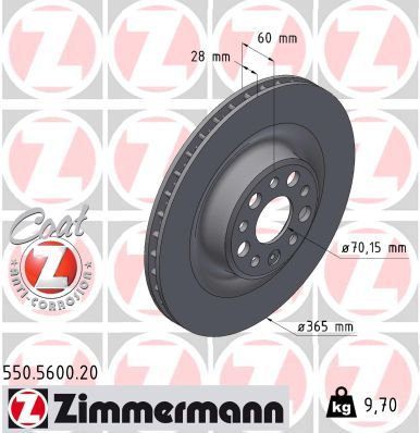 550.5600.20 ZI BRAKE DISC REAR TESLA MODEL X (5YJX) P90D AWD ZIMMERMANN 550.5600.20